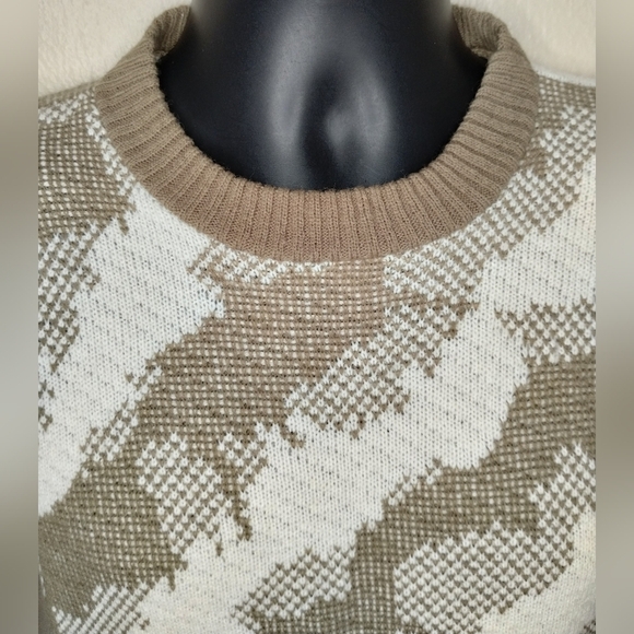VINTAGE 80s La Vista Men's Medium Sweater Crew Neck Pullover Brown Acrylic USA - Picture 2 of 7